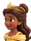 Belle, a little princess wearing a golden dress and crown